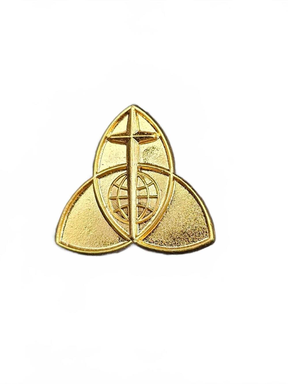 Gold Tone Cross Emblem Pin